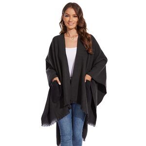 7581 Shawl Wraps For Women, Elegant Knitted Cape Open Front Soft Poncho